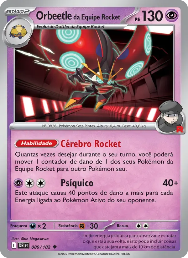 Orbeetle da Equipe Rocket — Rivais Predestinados 89 Portuguese Pokémon card