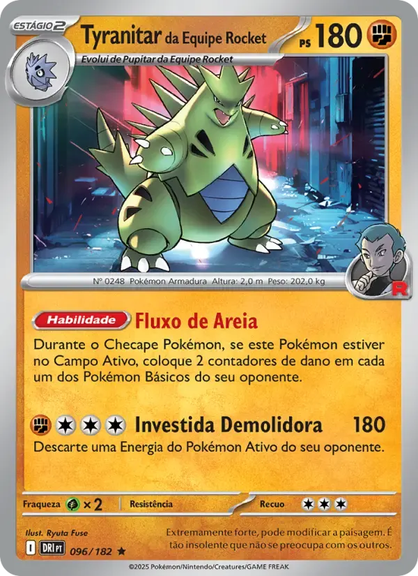 Tyranitar da Equipe Rocket — Rivais Predestinados 96 Portuguese Pokémon card