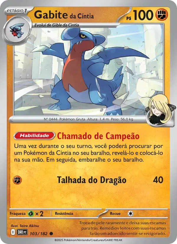 Gabite da Cíntia — Rivais Predestinados 103 Portuguese Pokémon card