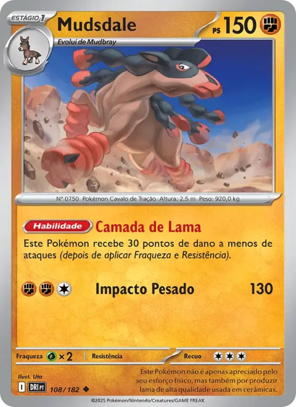 Mudsdale — Rivais Predestinados 108 Portuguese Pokémon card