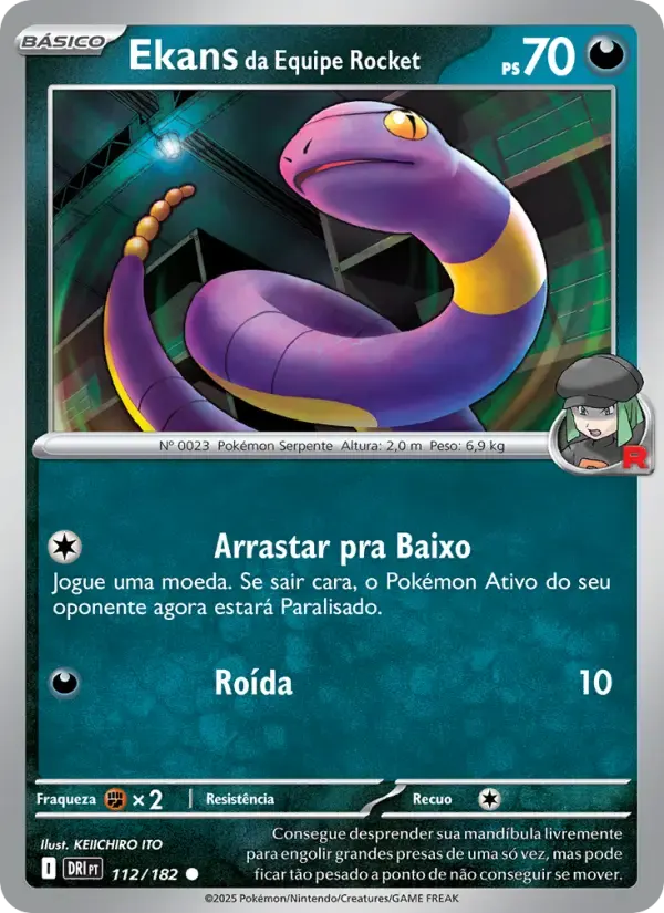Ekans da Equipe Rocket — Rivais Predestinados 112 Portuguese Pokémon card