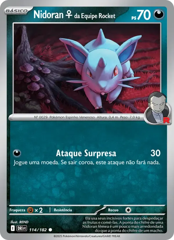 Nidoran♀ da Equipe Rocket — Rivais Predestinados 114 Portuguese Pokémon card