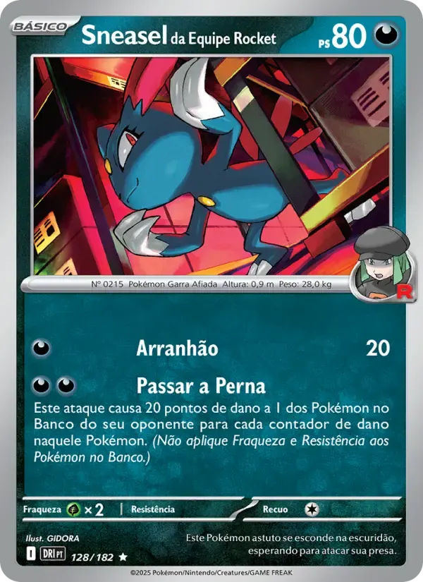 Sneasel da Equipe Rocket — Rivais Predestinados 128 Portuguese Pokémon card