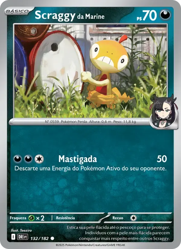 Scraggy da Marine — Rivais Predestinados 132 Portuguese Pokémon card