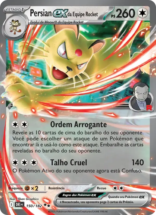 Persian ex da Equipe Rocket — Rivais Predestinados 150 Portuguese Pokémon card