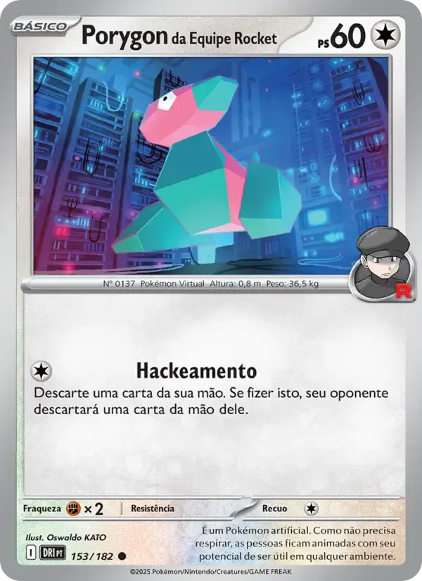 Porygon da Equipe Rocket — Rivais Predestinados 153 Portuguese Pokémon card
