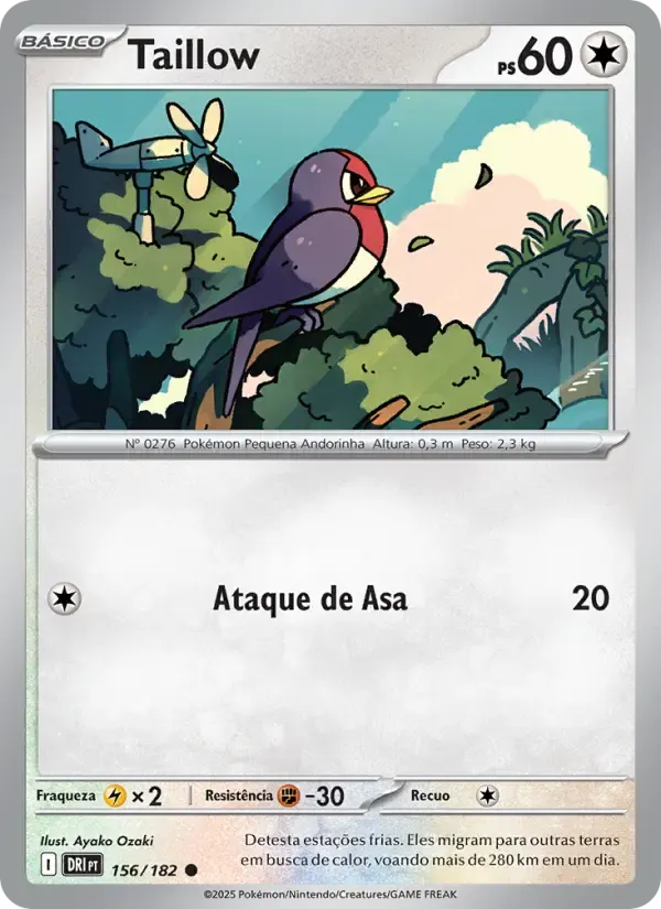 Taillow — Rivais Predestinados 156 Portuguese Pokémon card