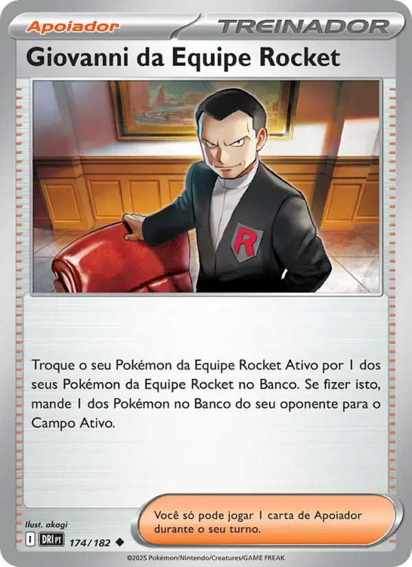 Giovanni da Equipe Rocket — Rivais Predestinados 174 Portuguese Pokémon card