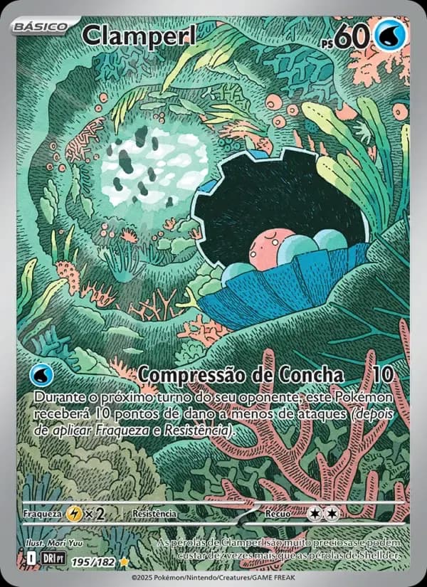 Clamperl — Rivais Predestinados 195 Portuguese Pokémon card