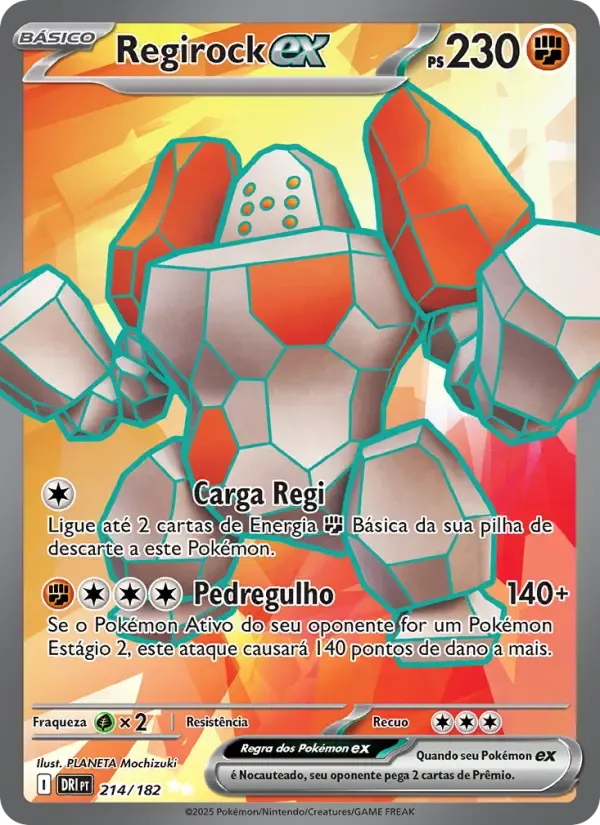Regirock ex — Rivais Predestinados 214 Portuguese Pokémon card