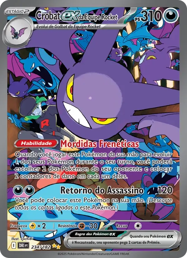 Crobat ex da Equipe Rocket — Rivais Predestinados 234 Portuguese Pokémon card