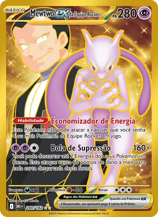 Mewtwo ex da Equipe Rocket — Rivais Predestinados 240 Portuguese Pokémon card