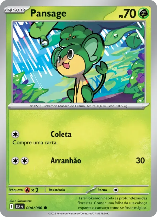 Pansage — Raio Preto 4 Portuguese Pokémon card