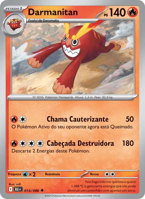 Darmanitan — Raio Preto 14 Portuguese Pokémon card