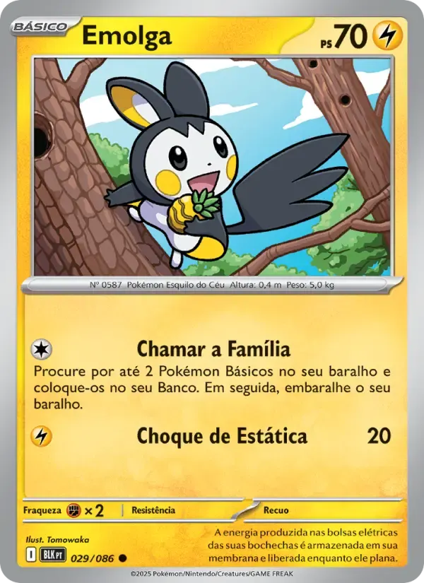 Emolga — Raio Preto 29 Portuguese Pokémon card