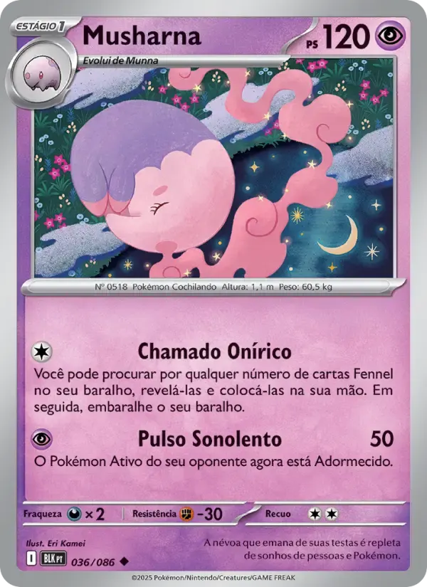 Musharna — Raio Preto 36 Portuguese Pokémon card