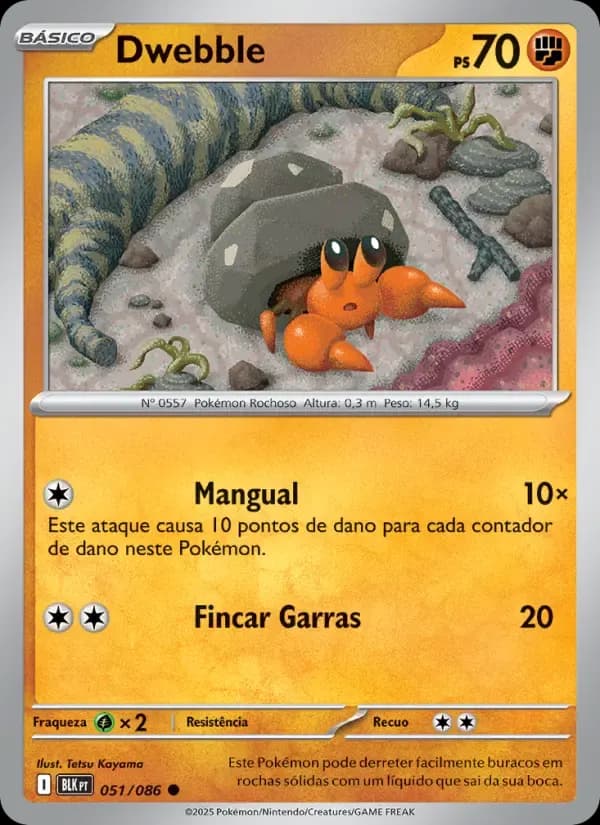 Dwebble — Raio Preto 51 Portuguese Pokémon card