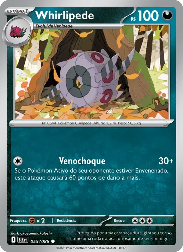 Whirlipede — Raio Preto 55 Portuguese Pokémon card