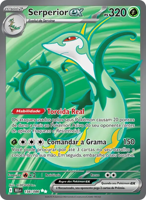 Serperior ex — Raio Preto 156 Portuguese Pokémon card