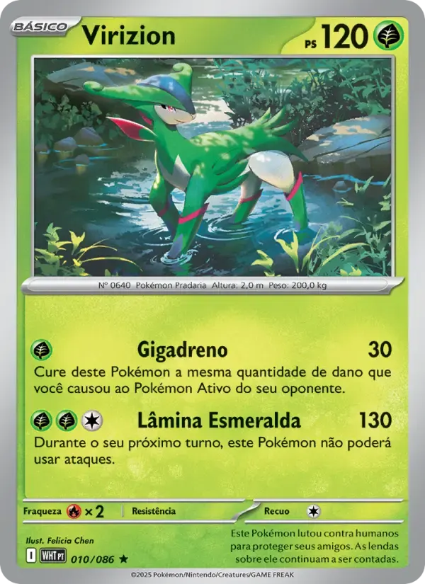Virizion — Fogo Branco 10 Portuguese Pokémon card