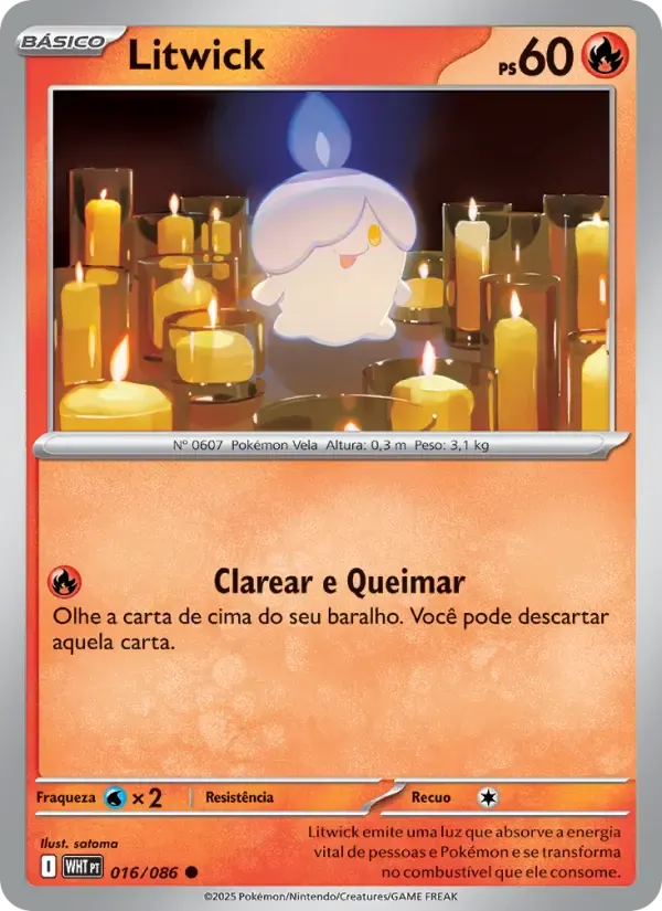 Litwick — Fogo Branco 16 Portuguese Pokémon card