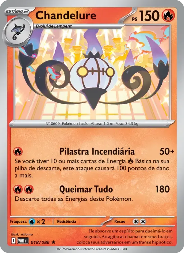 Chandelure — Fogo Branco 18 Portuguese Pokémon card