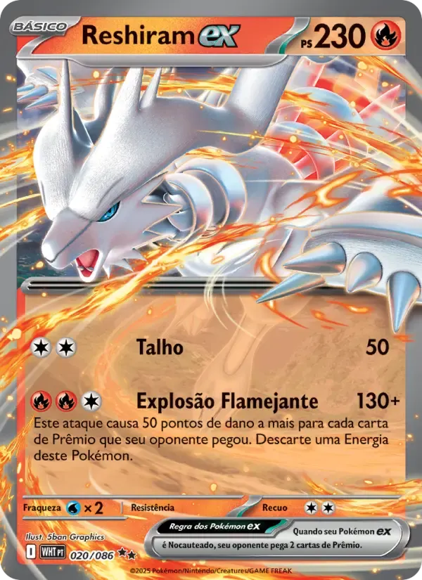 Reshiram ex — Fogo Branco 20 Portuguese Pokémon card