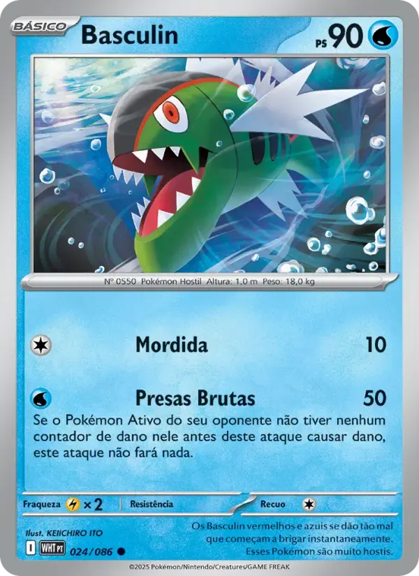 Basculin — Fogo Branco 24 Portuguese Pokémon card