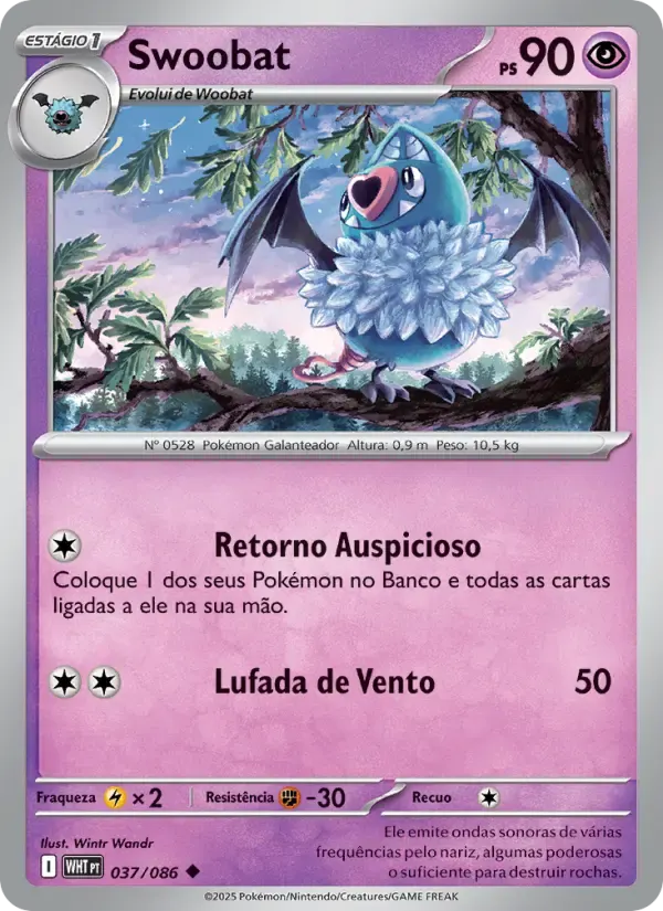 Swoobat — Fogo Branco 37 Portuguese Pokémon card