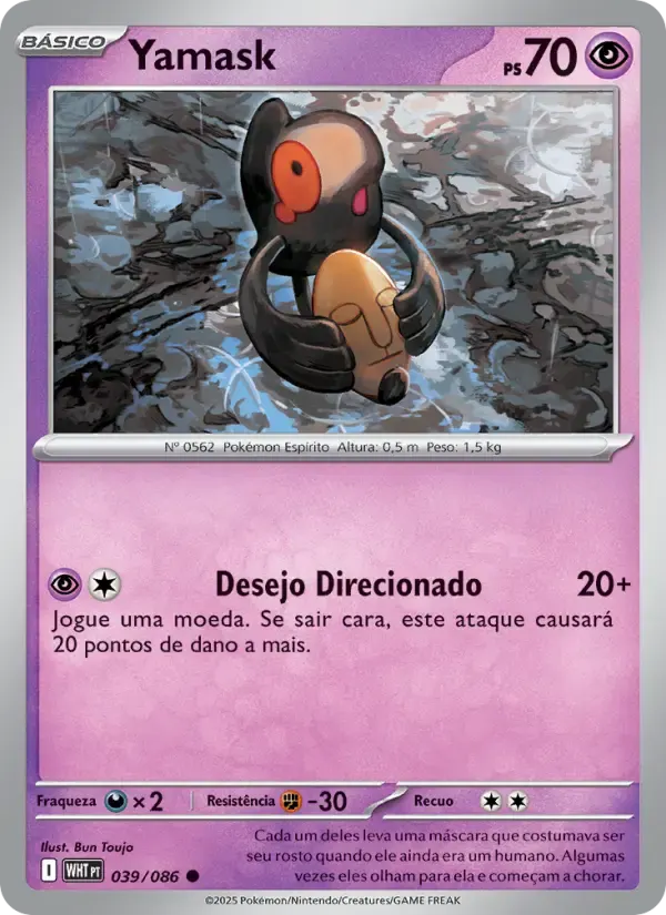 Yamask — Fogo Branco 39 Portuguese Pokémon card