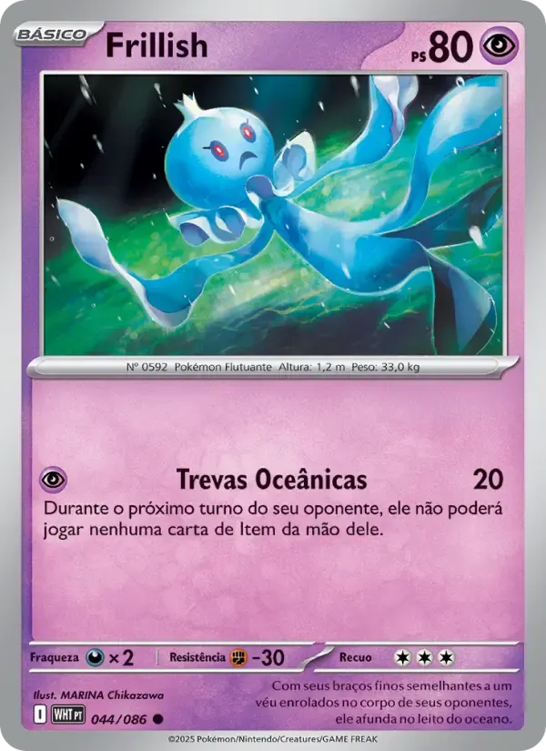 Frillish — Fogo Branco 44 Portuguese Pokémon card
