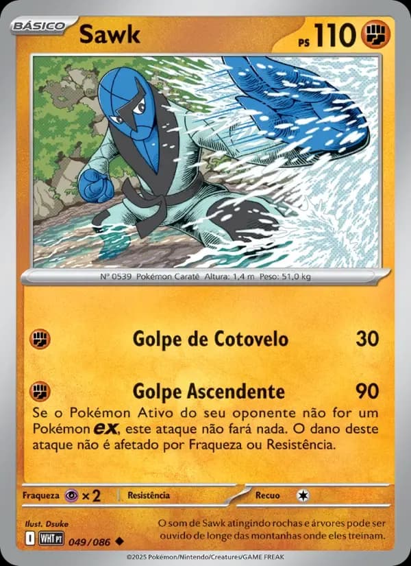 Sawk — Fogo Branco 49 Portuguese Pokémon card