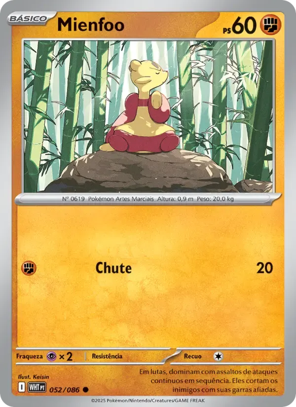 Mienfoo — Fogo Branco 52 Portuguese Pokémon card