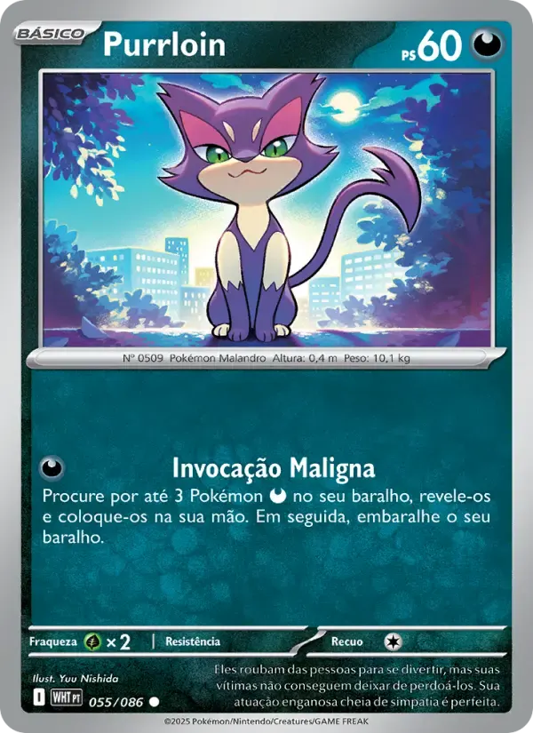 Purrloin — Fogo Branco 55 Portuguese Pokémon card