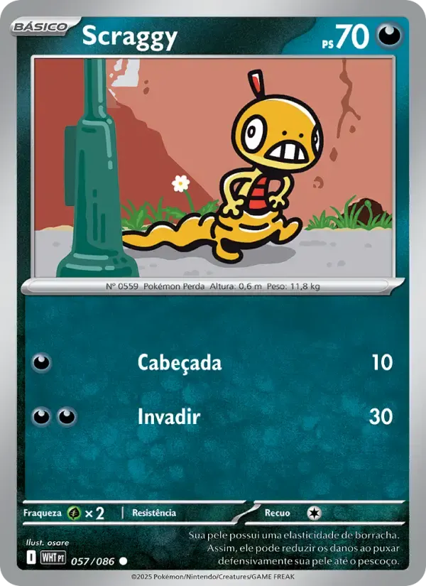 Scraggy — Fogo Branco 57 Portuguese Pokémon card
