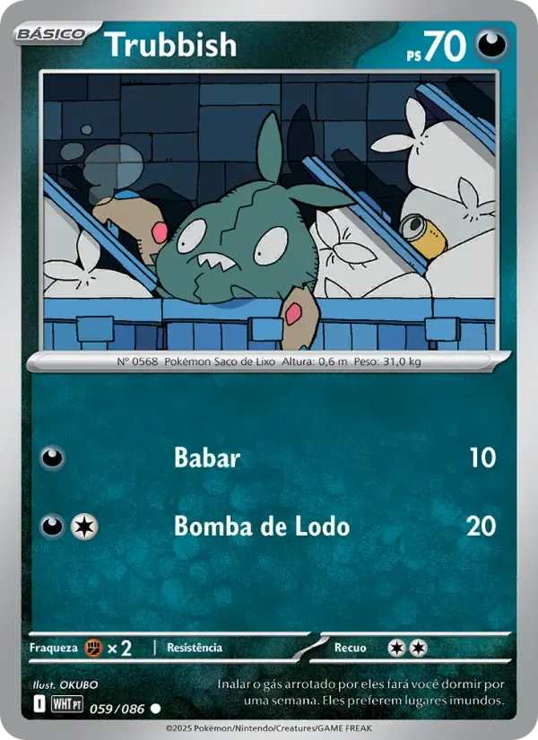 Trubbish — Fogo Branco 59 Portuguese Pokémon card