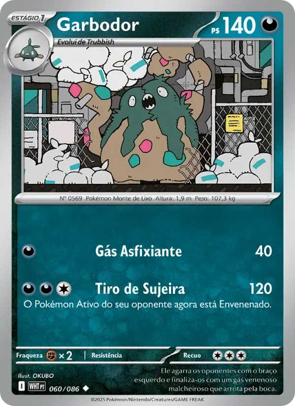 Garbodor — Fogo Branco 60 Portuguese Pokémon card
