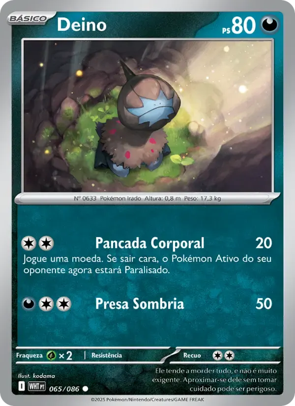 Deino — Fogo Branco 65 Portuguese Pokémon card