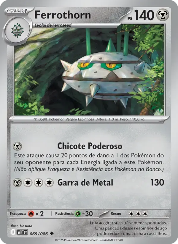Ferrothorn — Fogo Branco 69 Portuguese Pokémon card