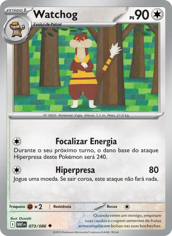 Watchog — Fogo Branco 73 Portuguese Pokémon card