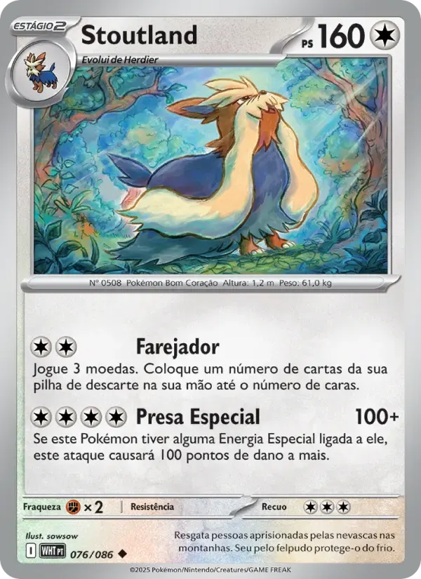 Stoutland — Fogo Branco 76 Portuguese Pokémon card