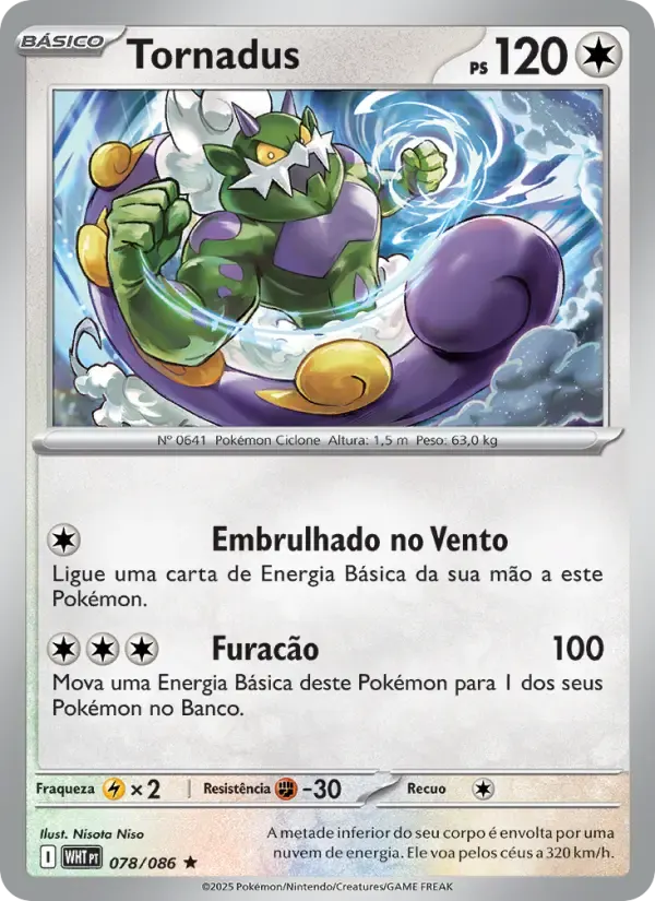 Tornadus — Fogo Branco 78 Portuguese Pokémon card