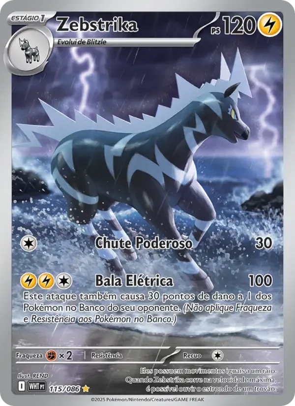 Zebstrika — Fogo Branco 115 Portuguese Pokémon card