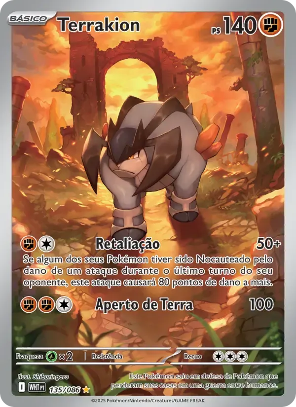 Terrakion — Fogo Branco 135 Portuguese Pokémon card