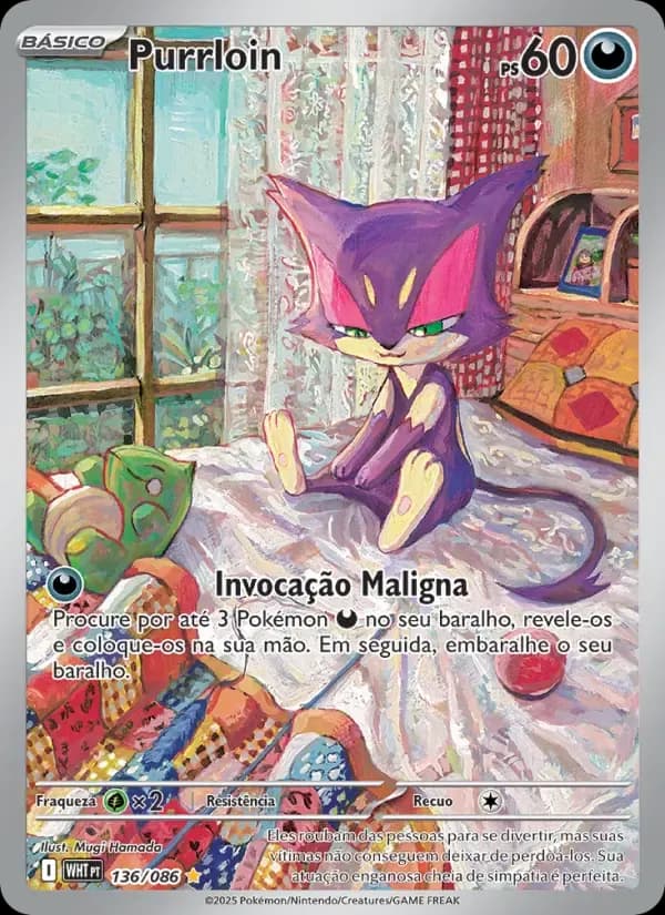 Purrloin — Fogo Branco 136 Portuguese Pokémon card