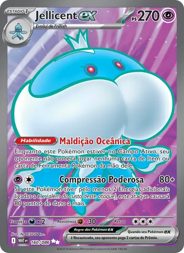 Jellicent ex — Fogo Branco 160 Portuguese Pokémon card