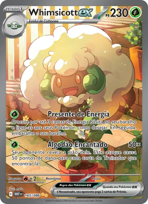 Whimsicott ex — Fogo Branco 165 Portuguese Pokémon card