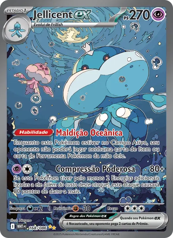 Jellicent ex — Fogo Branco 168 Portuguese Pokémon card