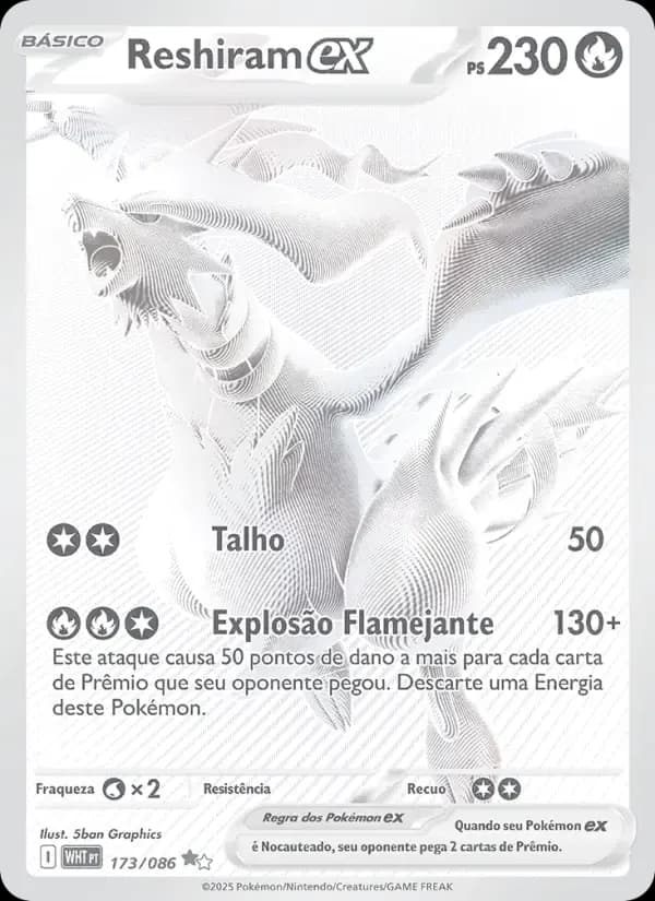 Reshiram ex — Fogo Branco 173 Portuguese Pokémon card