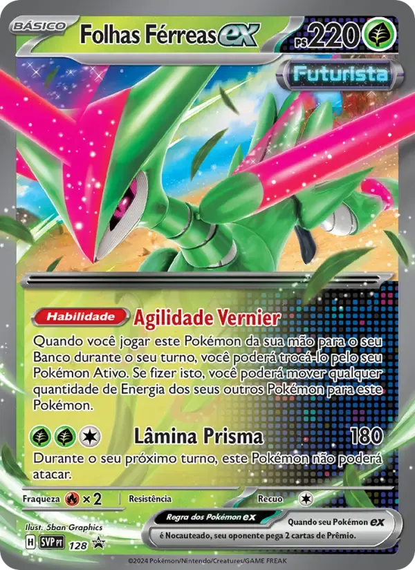 Folhas Férreas ex — SVP Black Star Promos 128 Portuguese Pokémon card